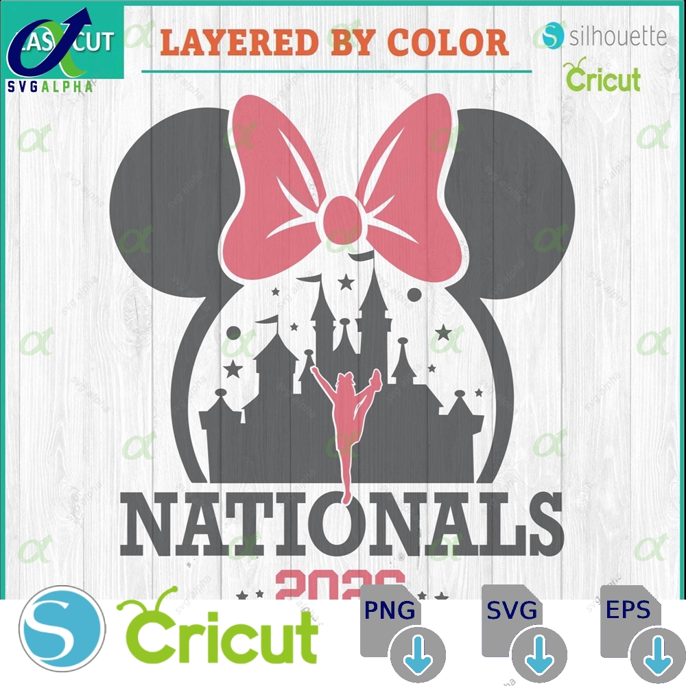 Nationals 2026 Minnie Bow Cheer Cut File Svg Png Dxf Instant Download