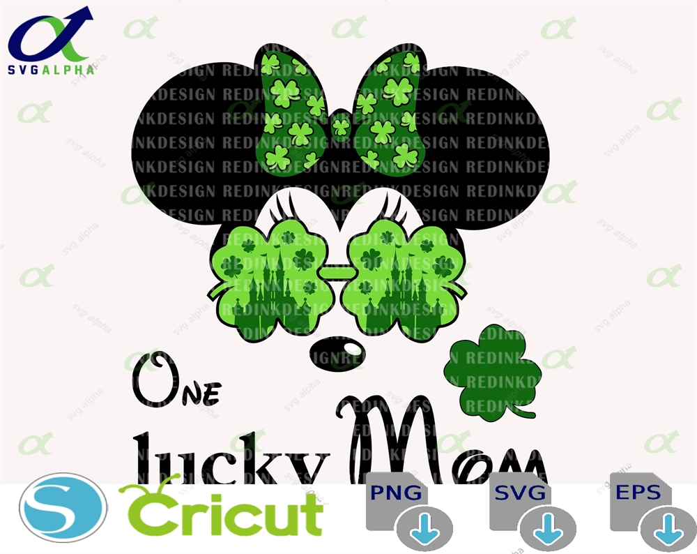 One Lucky Mom Svg St Patricks Day Mouse Patrick Castle Shamrock Irish Feeling Png File