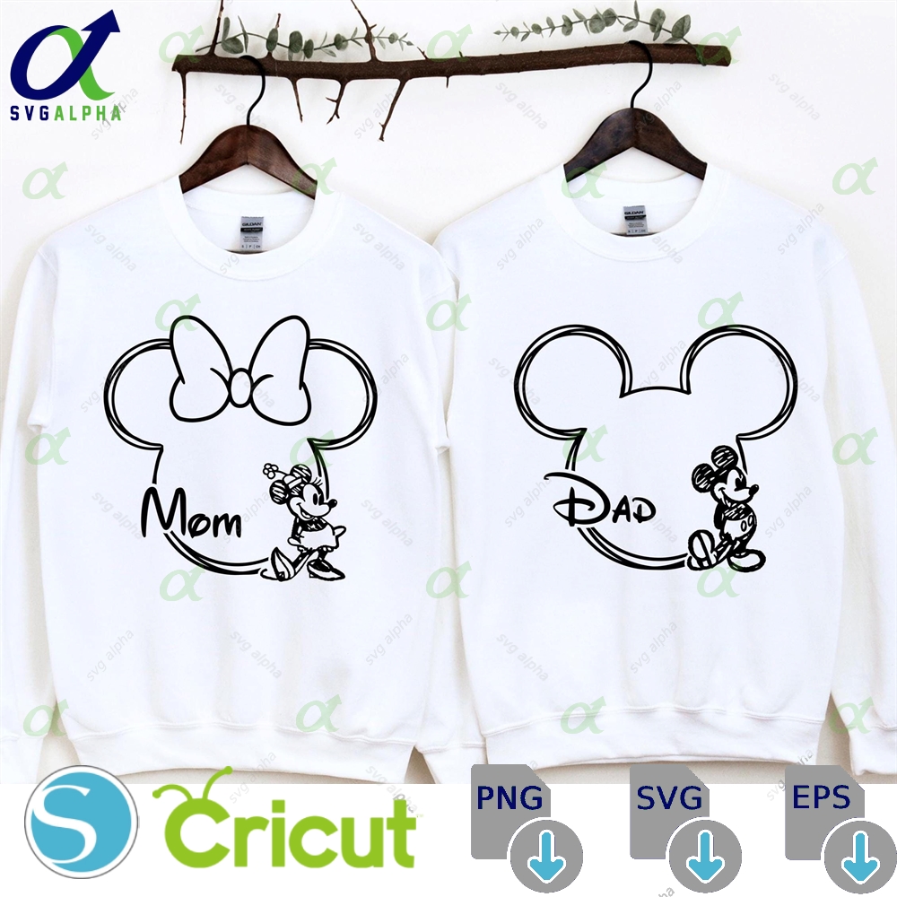 Sketch Mouse Head Mom Dad Design Svg Png Cricut Family Vacation Shirt Cut File Printable Instant Download