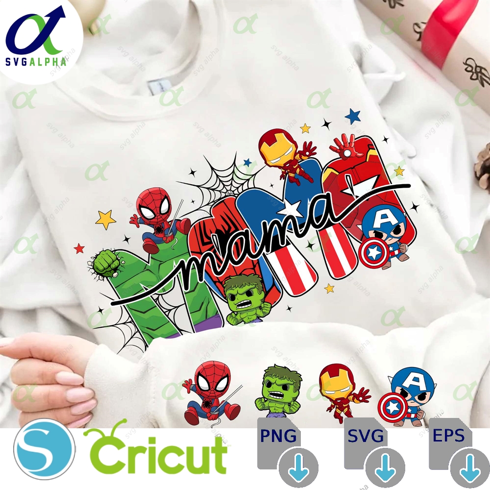 Custom With Kid Name Superhero Cartoon Movie Png Family Vacation Retro Mama Mom Gift For Mother S Day