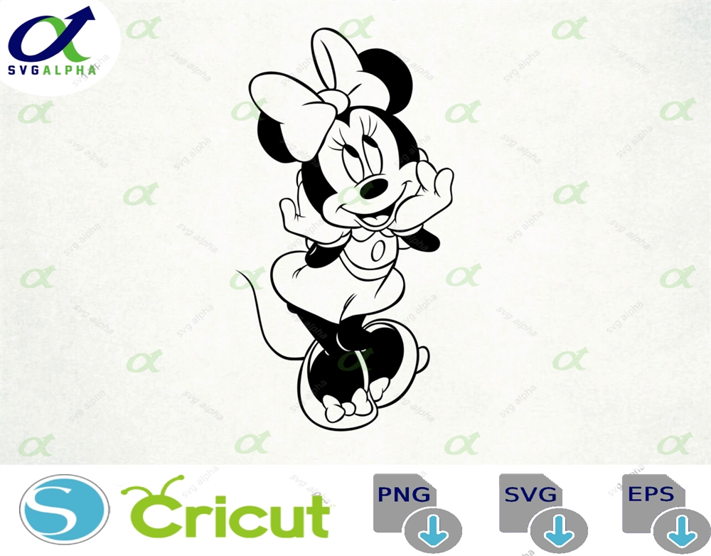 Cute Minnie Instant Download Digital File Svg Png Eps Jpg And Dxf Clip Art For Cricut Silhouette Other Cutting Software