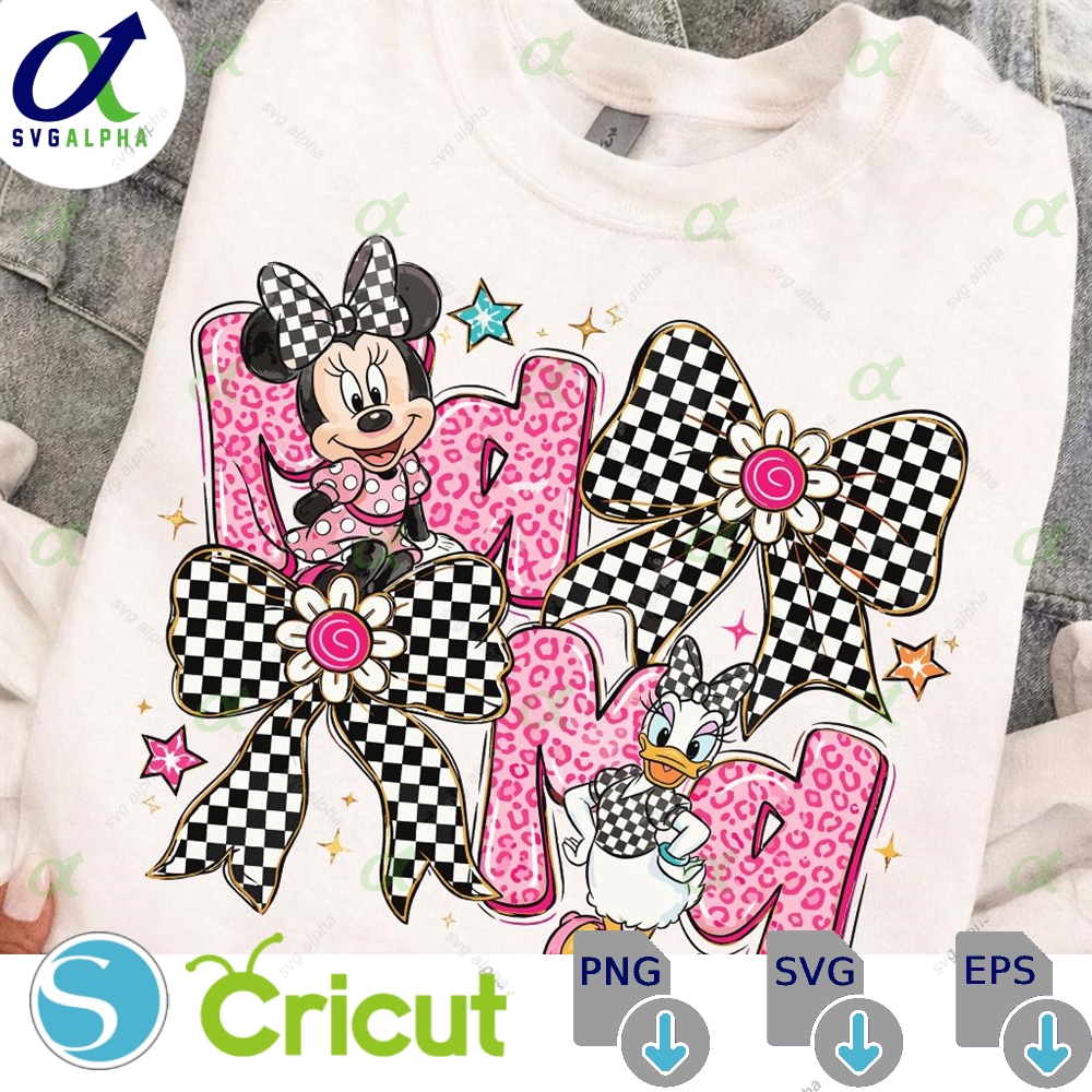 Disney Mama Shirt Png Minnie Daisy Mom Design Pink Leopard Bow Matching Outfit Retro Family Download