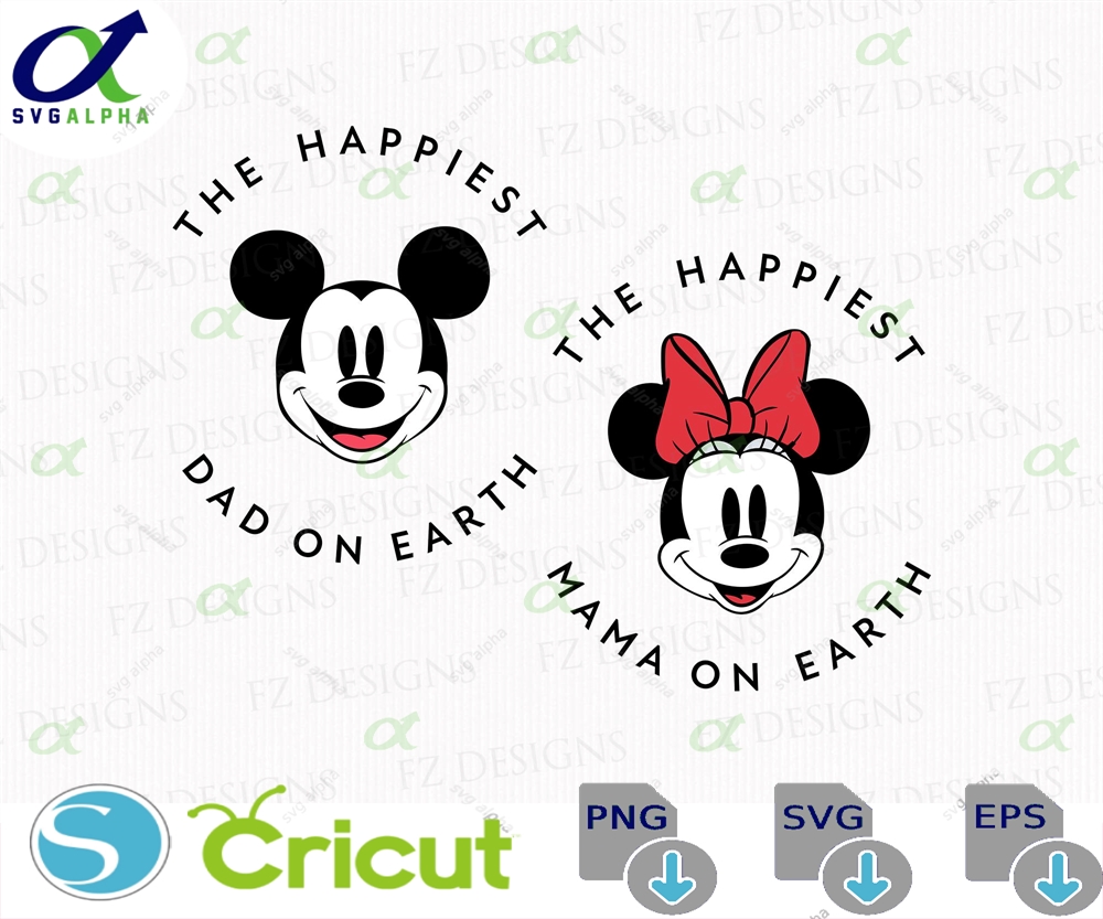Happiest Mama Dad Mouse Family Vacation Svg Png Digital Download