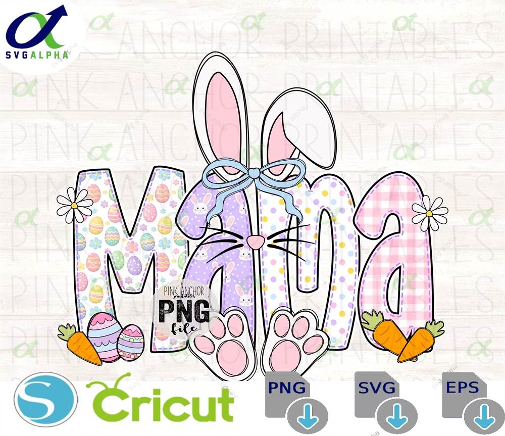 Mama Easter Bunny Png Printable Design Instant Download