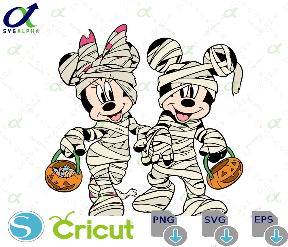 Mickey Minnie Mummy Svg Png - Disney Trick Or Treat Bag File Cricut Shirt Design Spooky Season Fall Decor