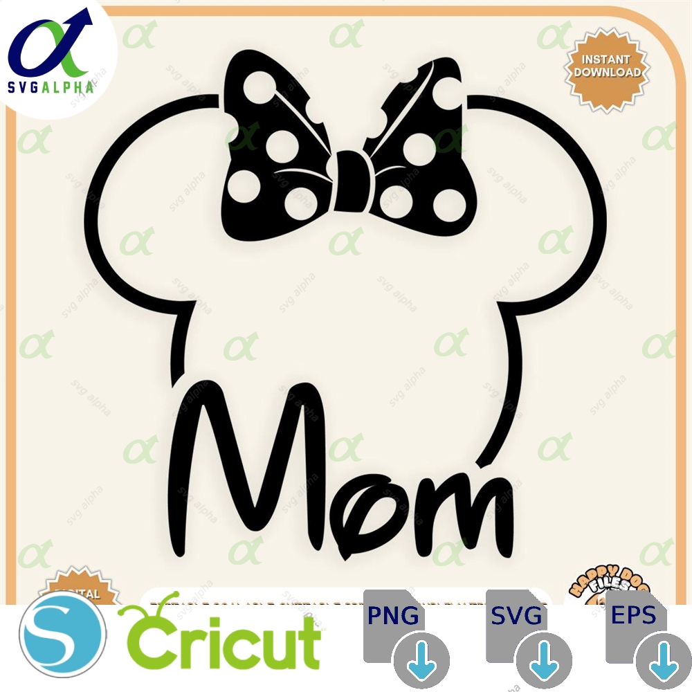 Mom Minnie Mouse Ears Svg Disney Clipart Digital File Mothers Day Gift Head Cricut Sublimation