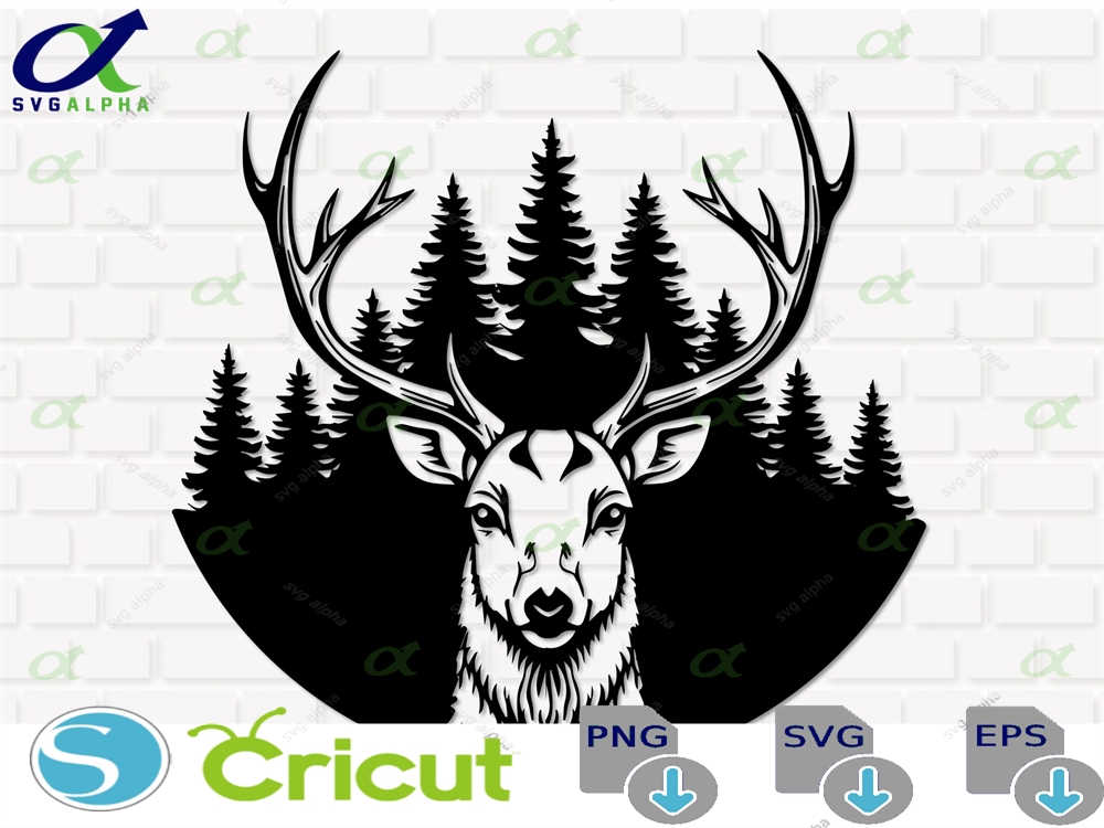 Deer Head Svg Png Hunting Clipart - Cricut Silhouette Digital Download