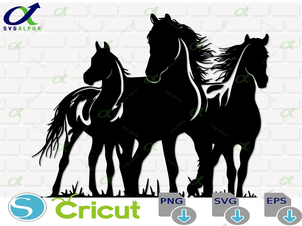 Horse Family Svg Png Western Animal Clipart - Cricut Silhouette Digital Download
