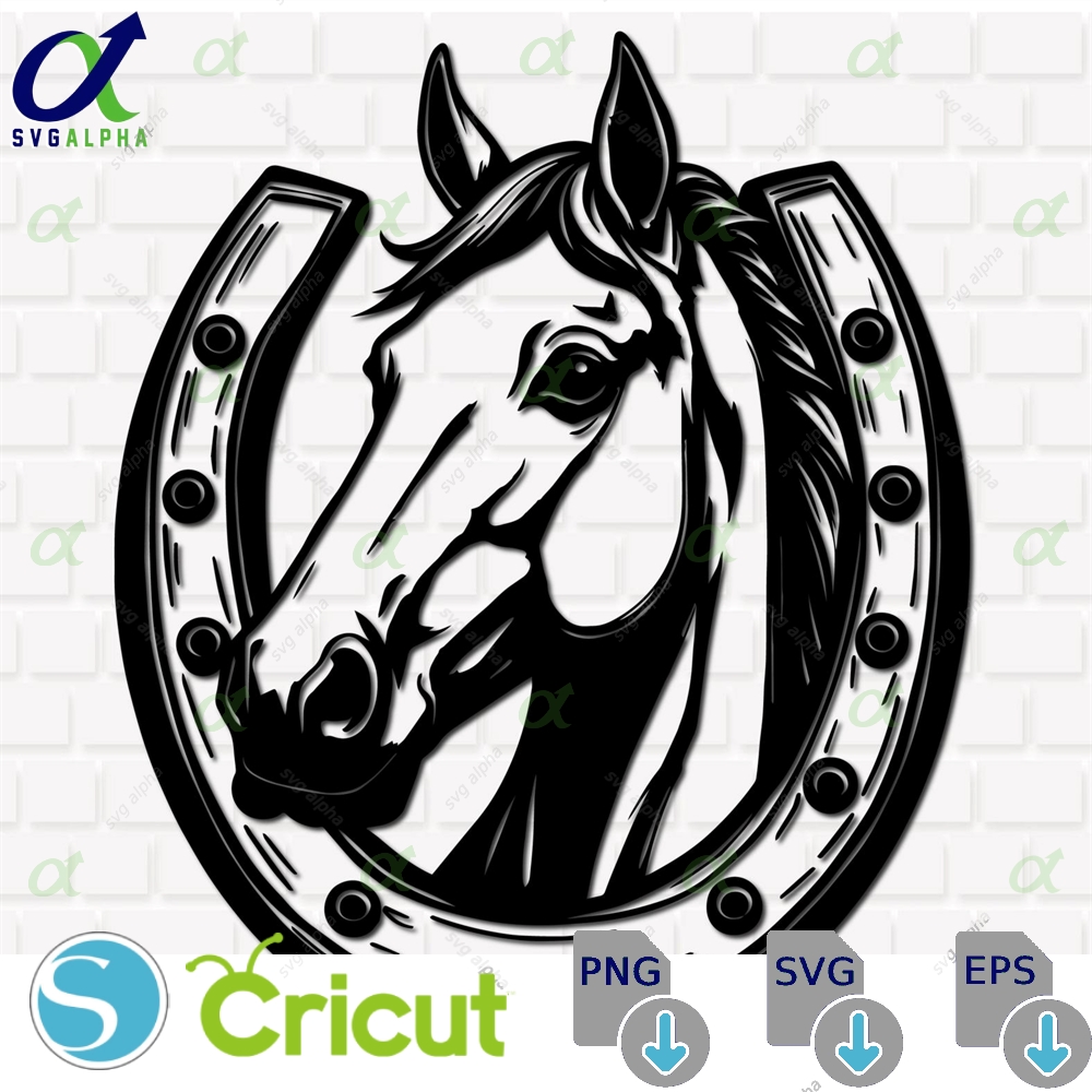 Horse Head Horseshoe Svg Animal Clipart Cricut Instant Download