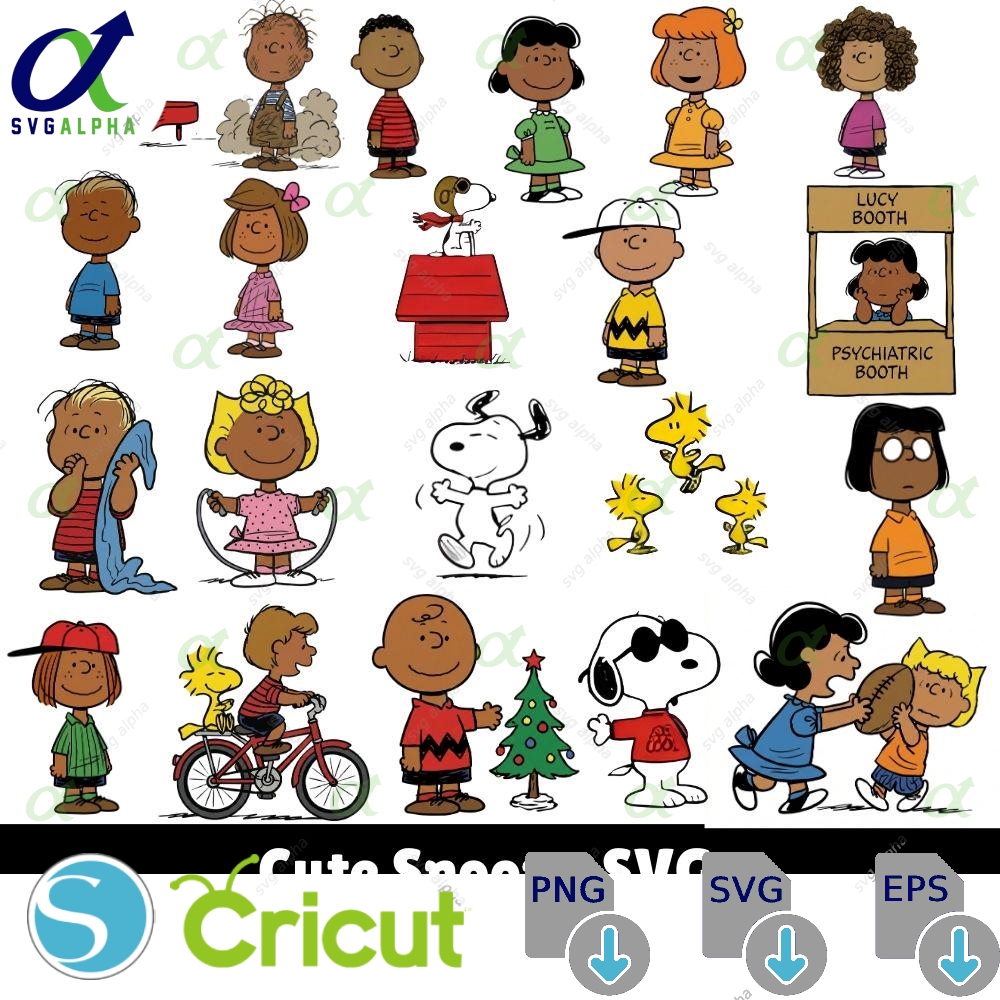 Brown Snoopy And Charlie Svg Bundle Cricut Silhouette Peanuts Clipart Digital Download