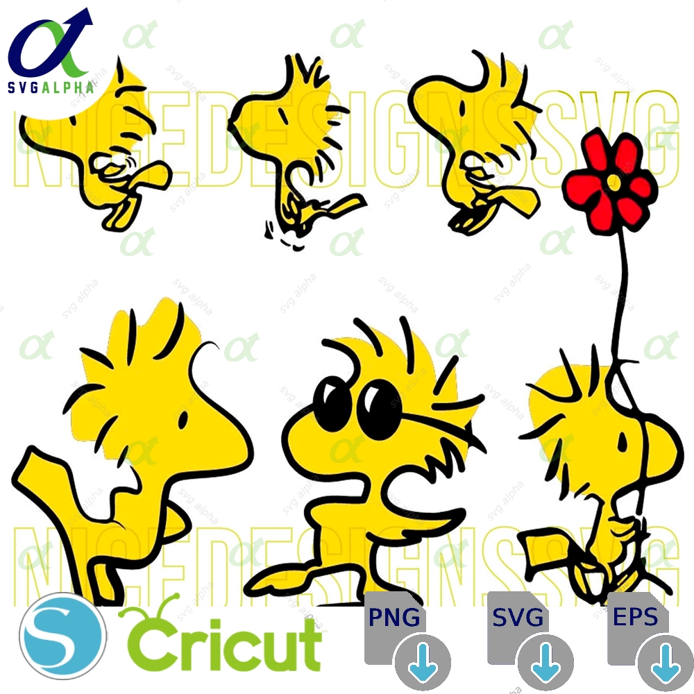 Cute Cartoon Yellow Bird Svg Png Woodstock Dancing Beagle Dog And Cricut File
