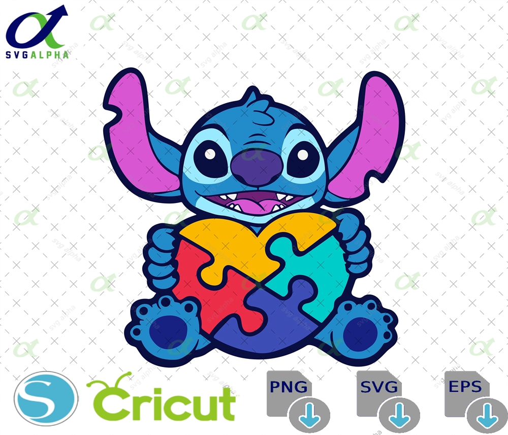 Autism Awareness Stitch Png Puzzle Heart Svg Digital File