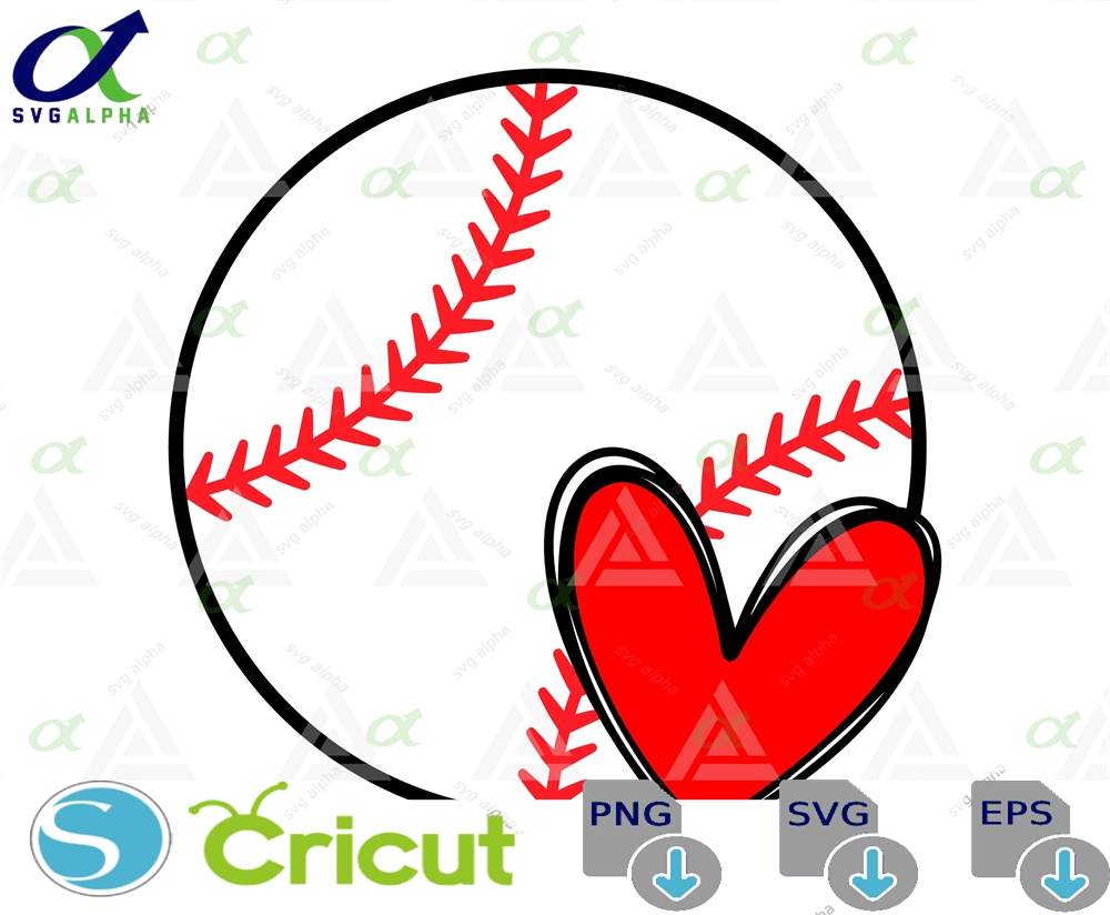 Baseball Heart Svg Red Stitch T-shirt Cheer Mom Game Day Cut File Cricut Silhouette Png Pdf Eps Vector