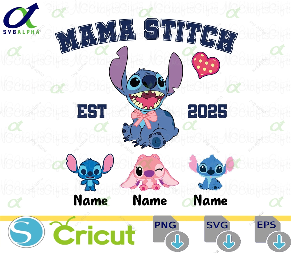 Custom Mama Stitch Svg Png Family Vacation Design Digital File