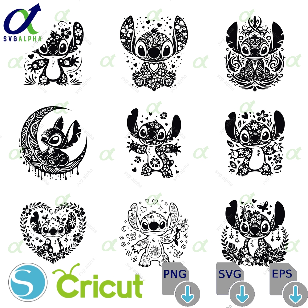 Floral Stitch Svg Bundle Cute Png Clip Art For Wine Glass Sticker Shirt Design Cricut Silhouette Layered