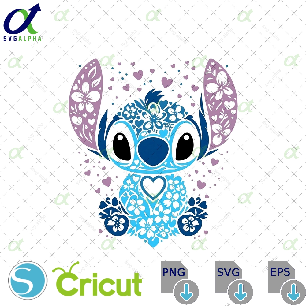 Floral Stitch Svg Cute Png Clipart Sticker Shirt Design Mandala Instant Download