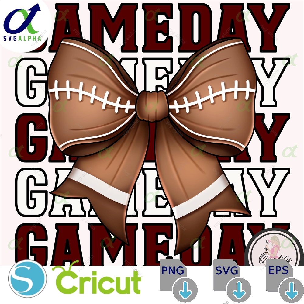 Gameday Stitched Football Bow Png Maroon And White Cute Sports Sublimation Mom Team Colors Design