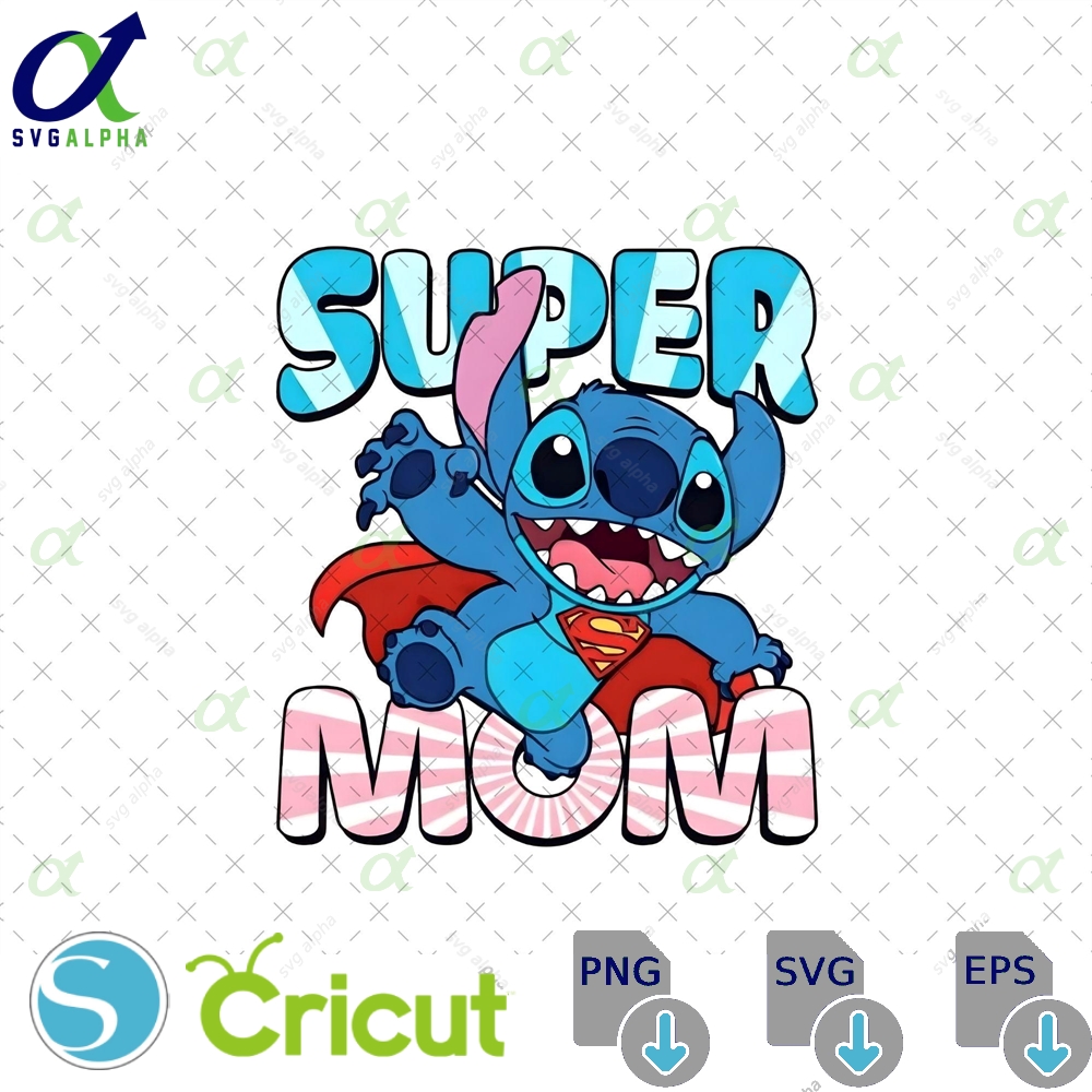 Retro Super Mom Stitch Digital File Png Svg Instant Download