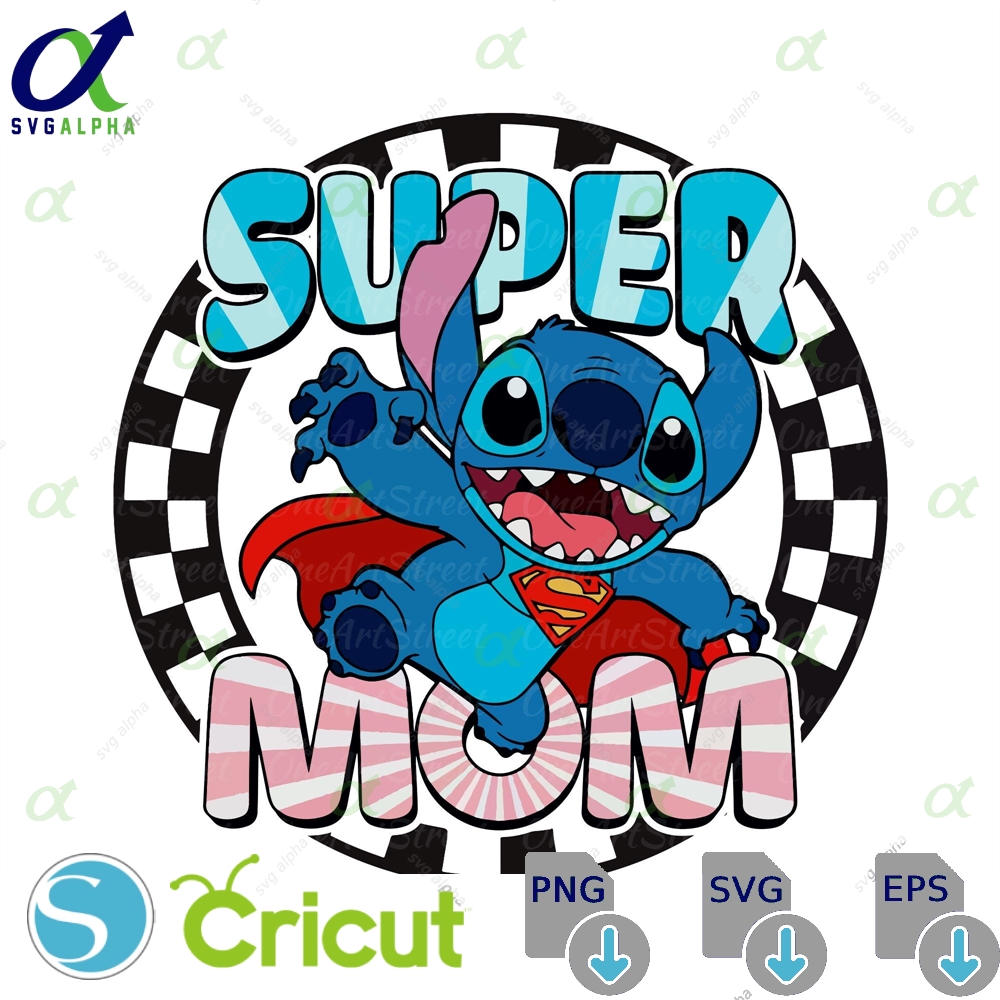 Retro Super Mom Stitch Png Mother S Day Design Digital Download