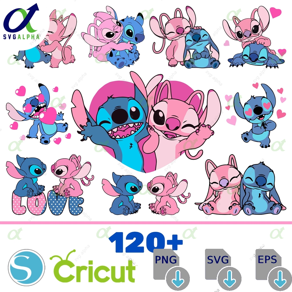 Stich And Angel Svg Bundle Stitch Png Cricut Love Couple