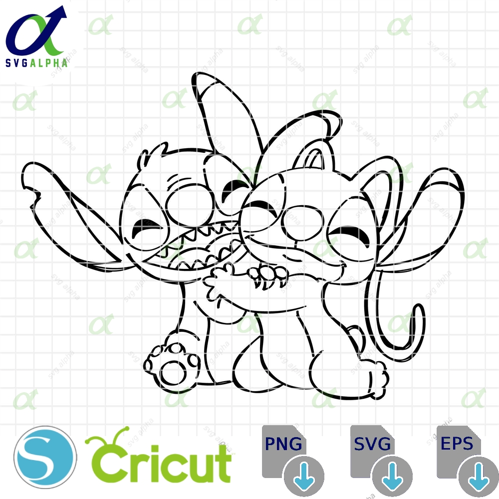 Stitch And Angel Svg Png Eps Lilo Clipart Vector Dtf Disneey Love S