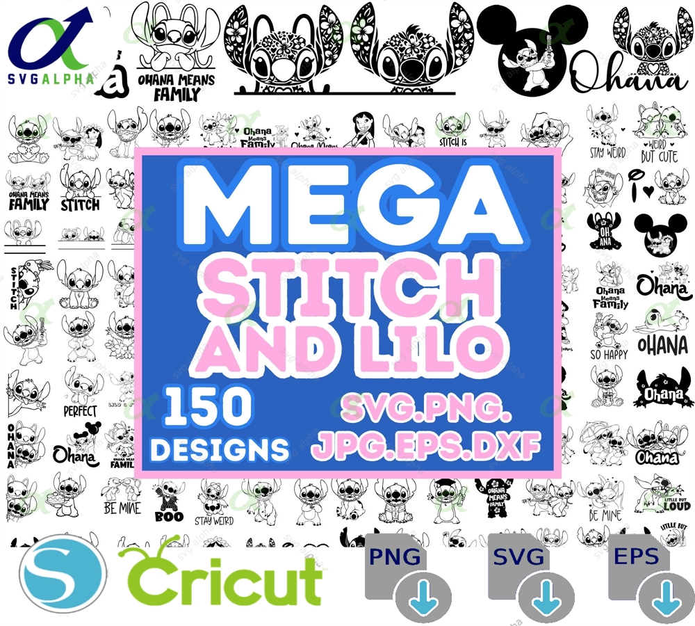Stitch And Lilo Svg Bundle 150 Cartoon Designs Cricut Silhouette