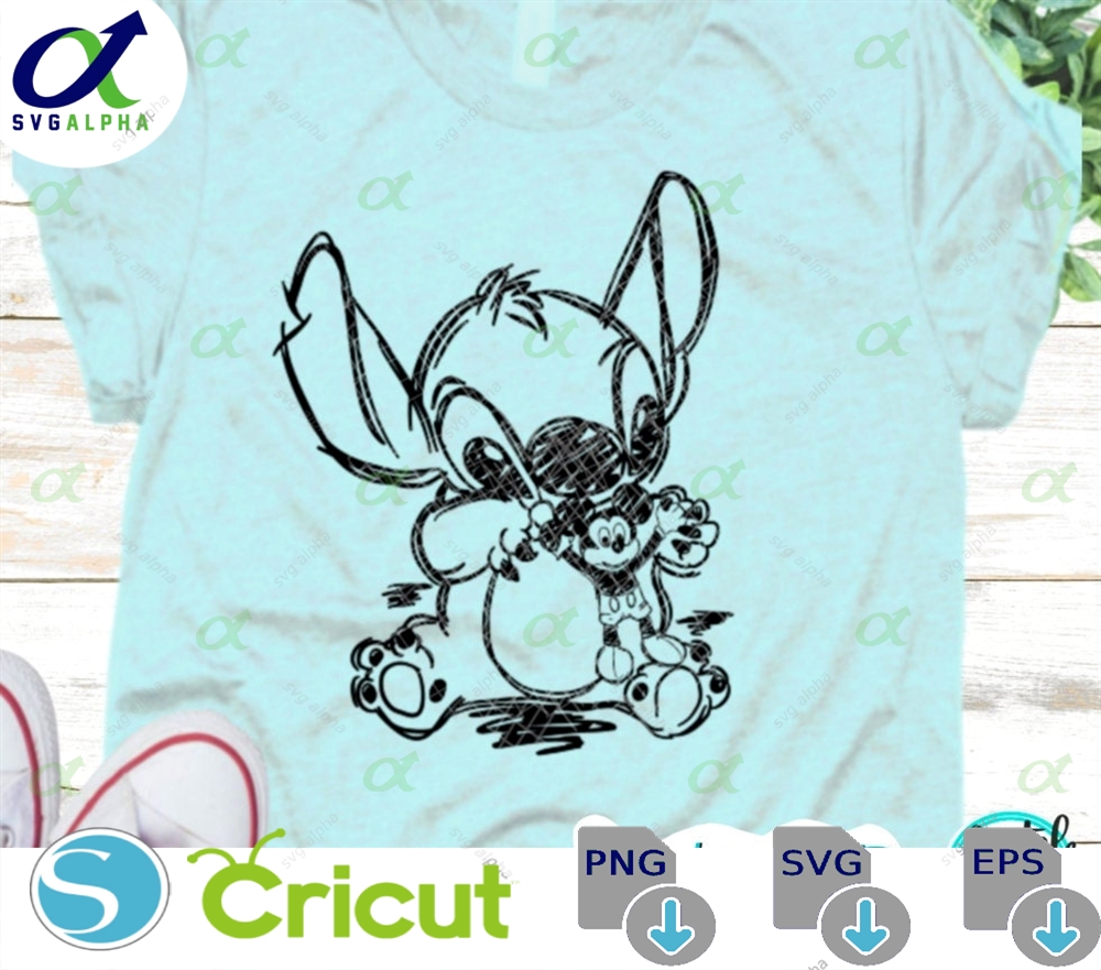 Stitch And Mickey Disneysvg Ohana Svg Download Iron On Silhouette Cricut Cut File Love Mouse Sublimation Png