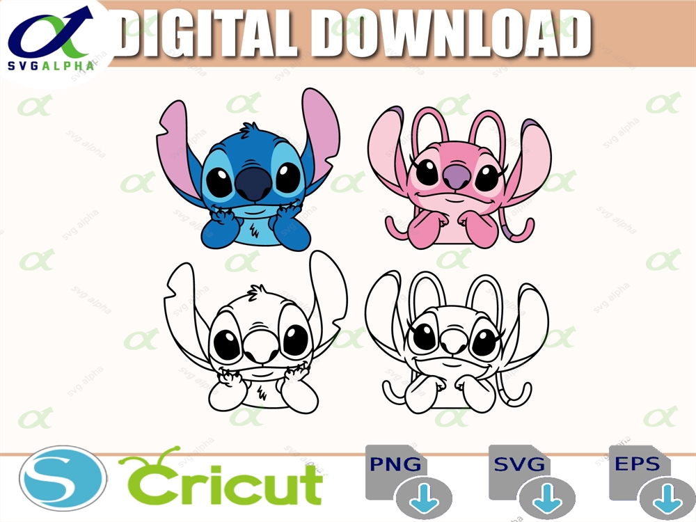 Stitch Couple Svg Angel Love Cut Files For Cricut Instant Download Cod125