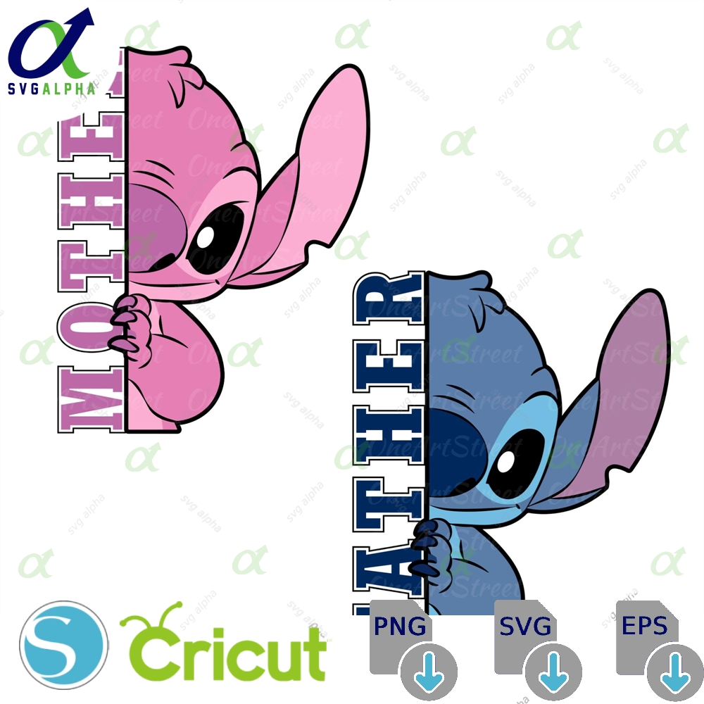 Stitch Father Mother Svg Alien Family Clipart Digital Download