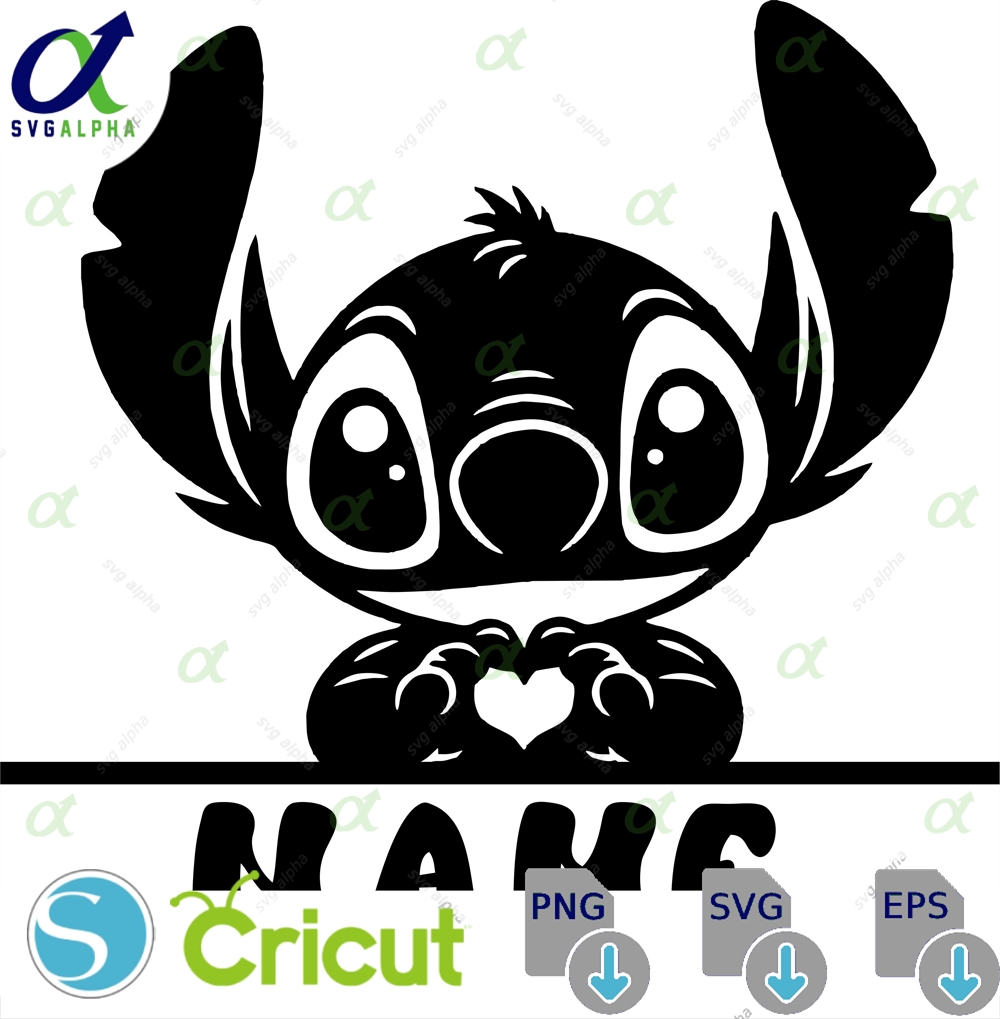 Stitch Heart Hands With Name