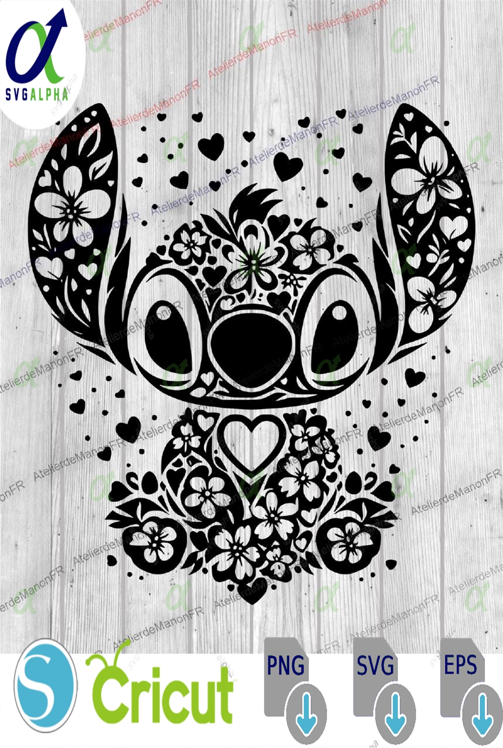 Stitch Mandala Svg - Digital File Silhouette T-shirt Png Printable Clipart Lilo