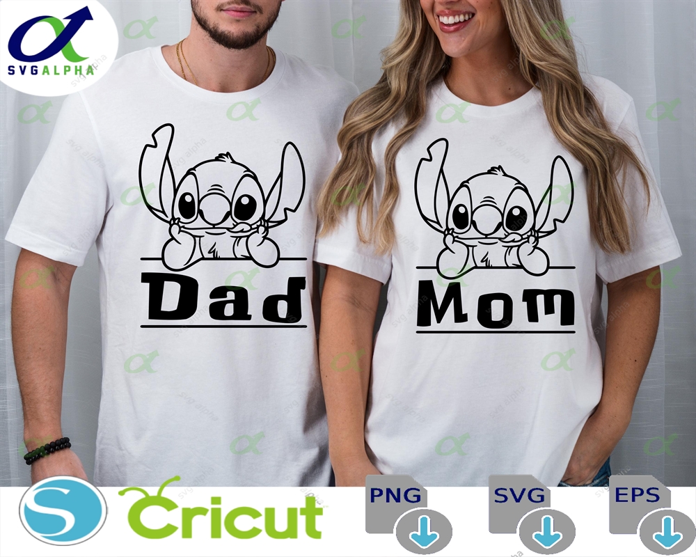 Stitch Mom Dad Bundle Svg Png T-shirt Tee Tshirt
