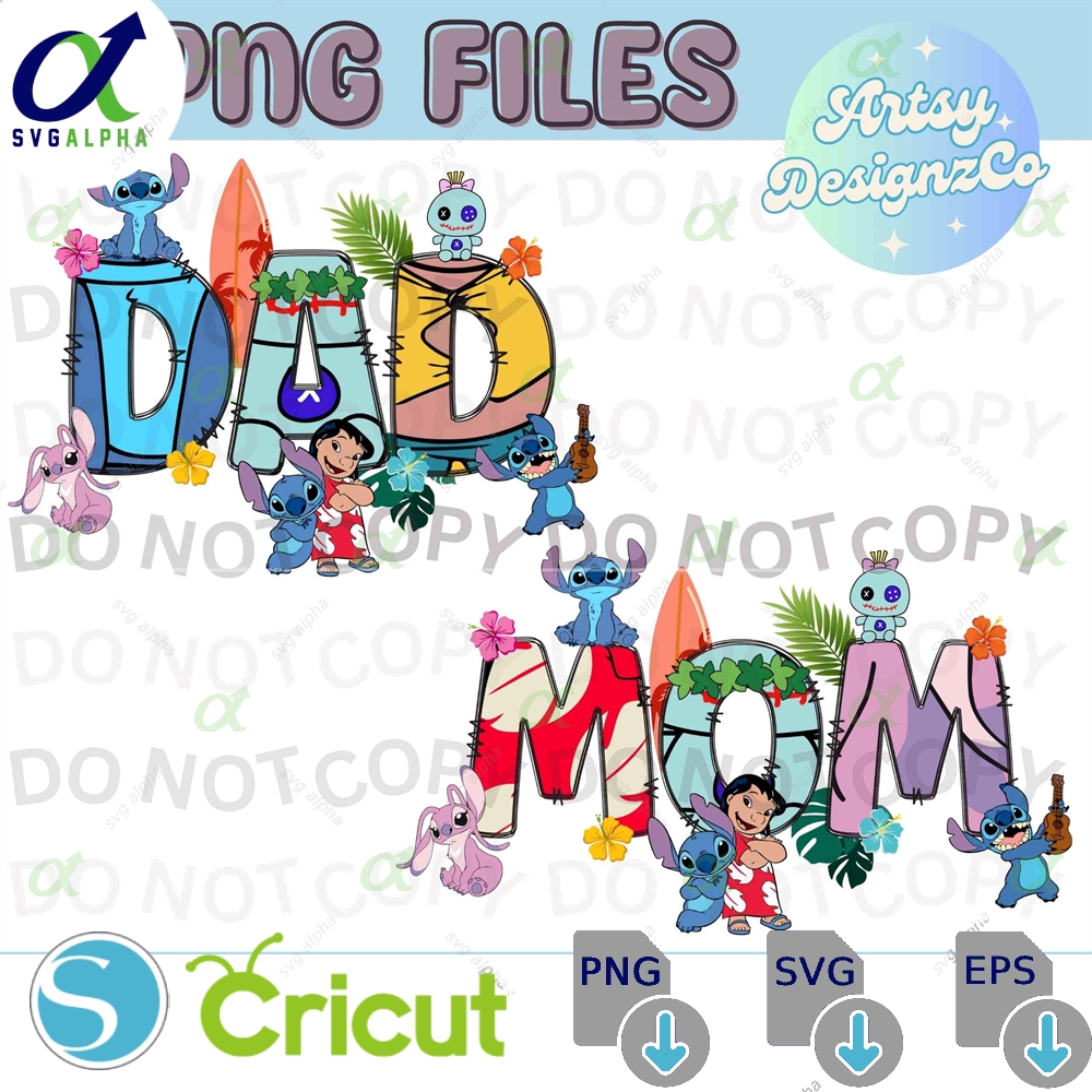 Stitch Mom Dad Png File Matching Digital Download