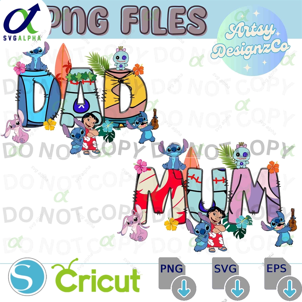 Stitch Mum Dad Png File Mom Matching Digital Download