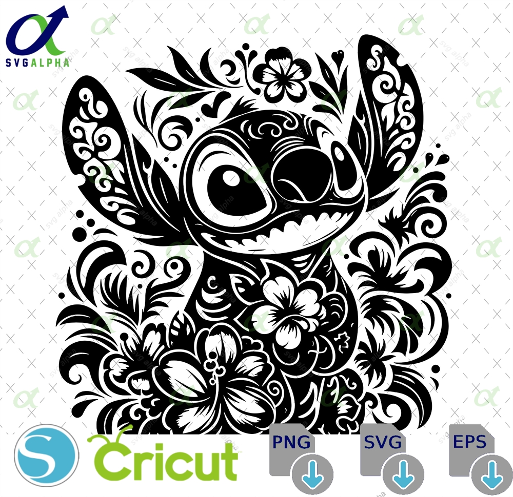 Stitch Ohana Floral Svg Png Family Vacation Design Digital Download