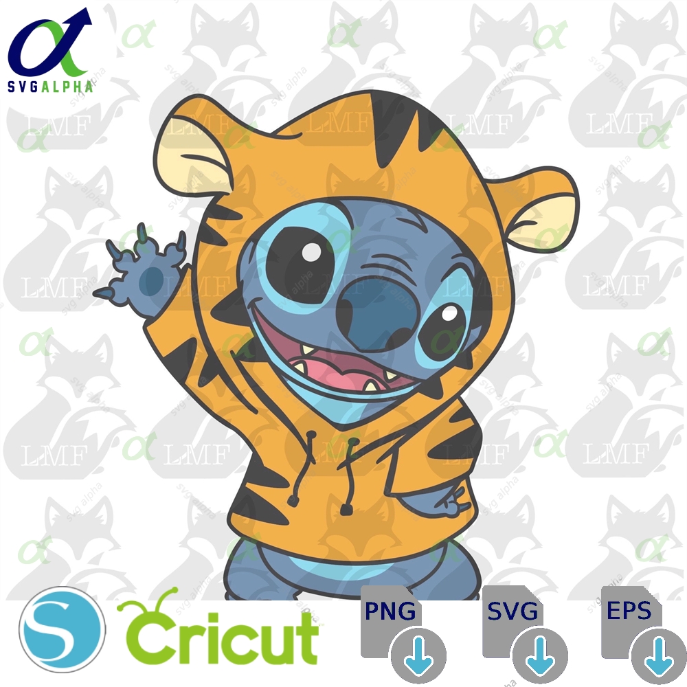 Stitch Svg Dressed Like Tigger Lilo And Png Layered Black White