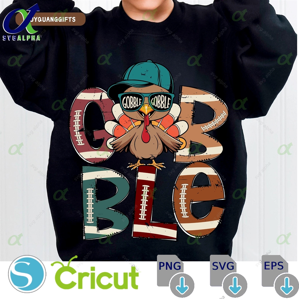 Boys Gobble Turkey Png Retro Cool Turkey Png Boys Thanksgiving Holiday Shirt Design Hand Drawn Printable Art Turkey In Hat Sublimation