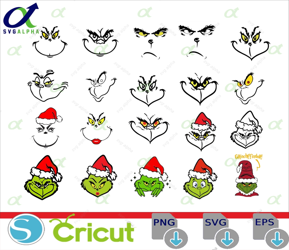 Christmas Grump Faces Svg Cricut Silhouette Cut Files Digital Download
