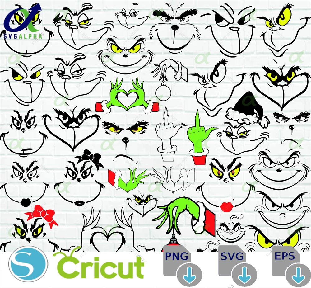 Christmas Svg Bundle Christmas Svg Christmas Faces Svg Grinch Face Svg Funny Face Svg Christmas Cut File For Cricut Green Monster Svg