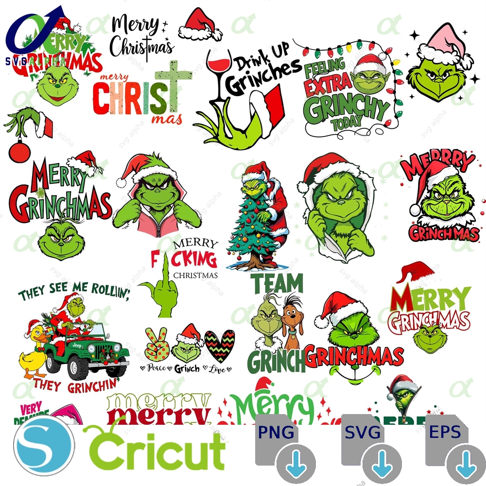 Christmas Svg Bundle Grinch Merry Christmas Svg Christmas Cricut Svg For Cricut Svg Cut Files Digital Files Instant Download Png Svg