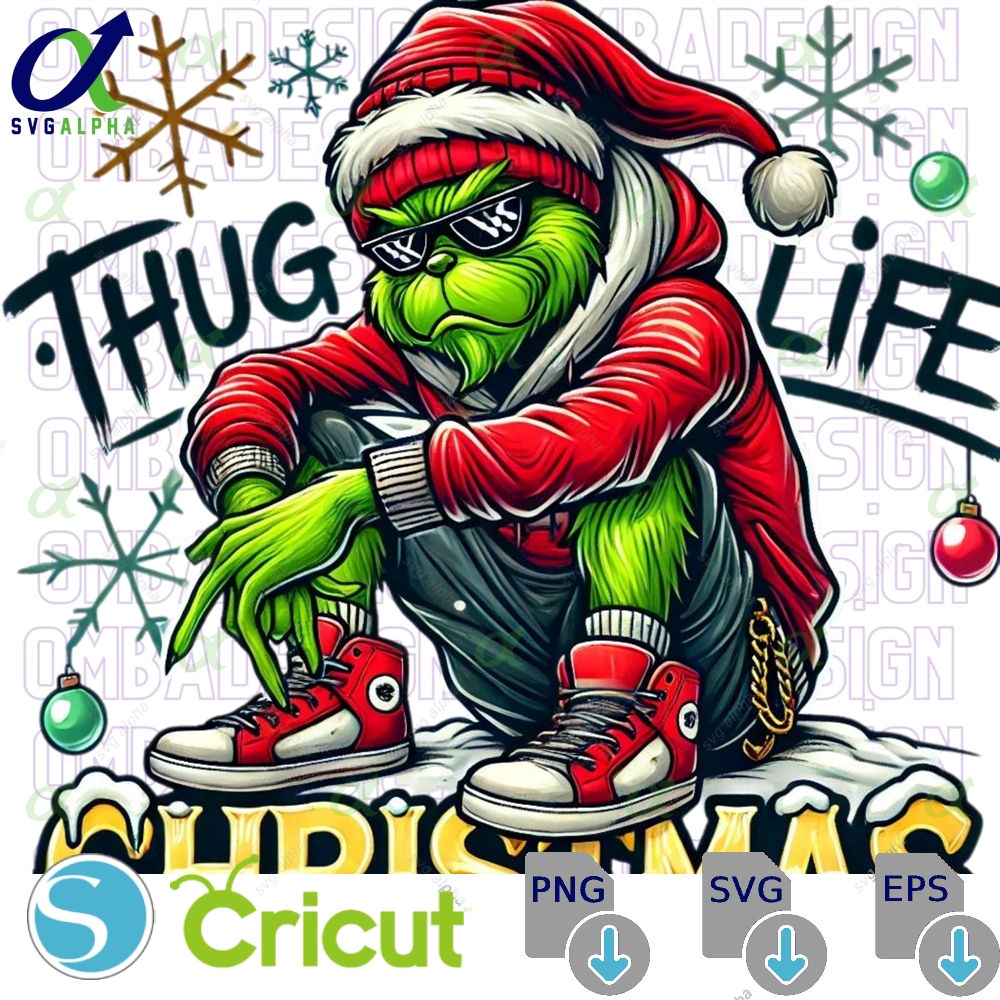 Funny Grinch Thug Life Christmas Png Sublimation Design Digital Download