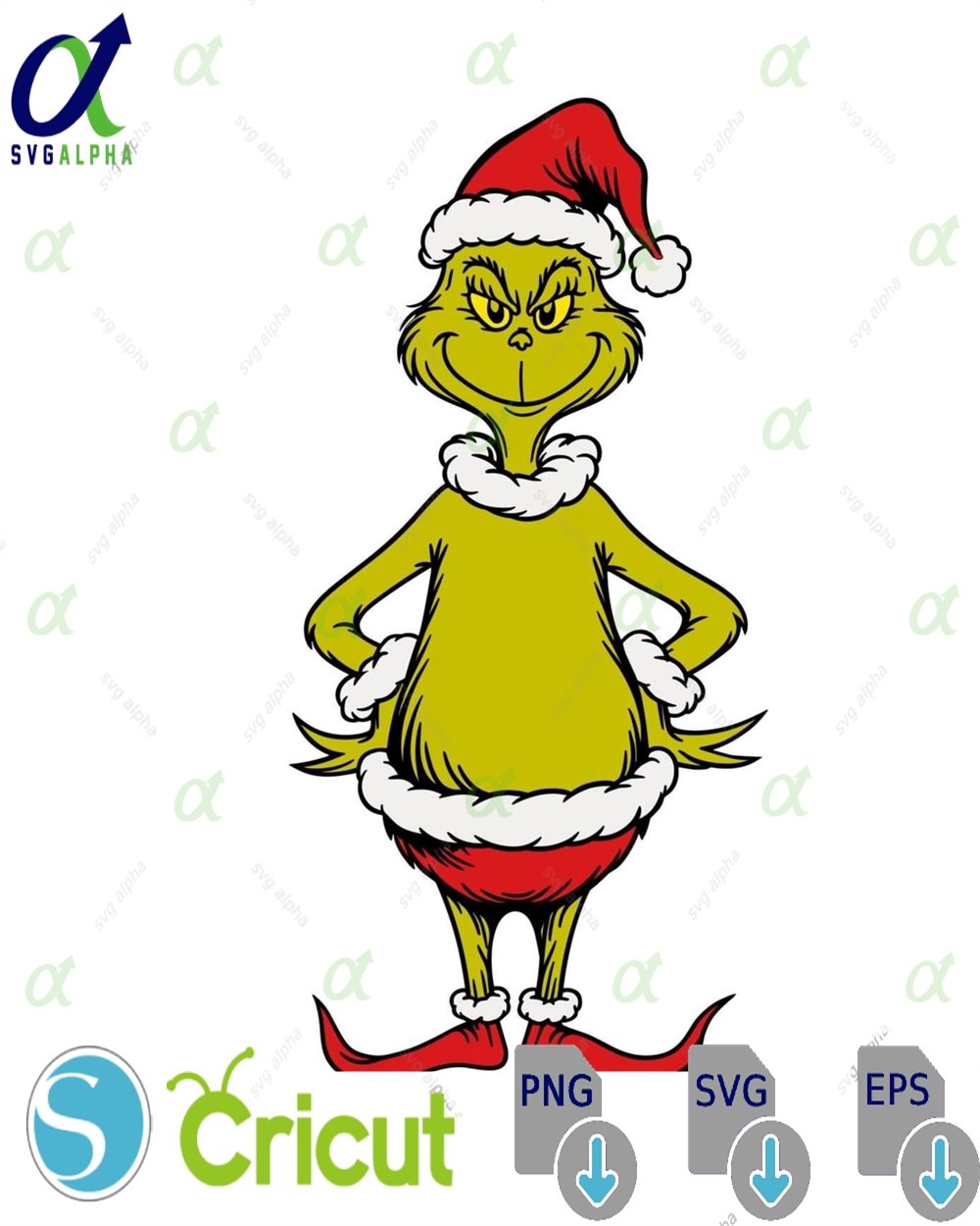 Grinch Christmas Svg Funny Standing Grinch With Santa Suit Grinch Clipart Png For Cricut Merry Grinchmas Vector Design