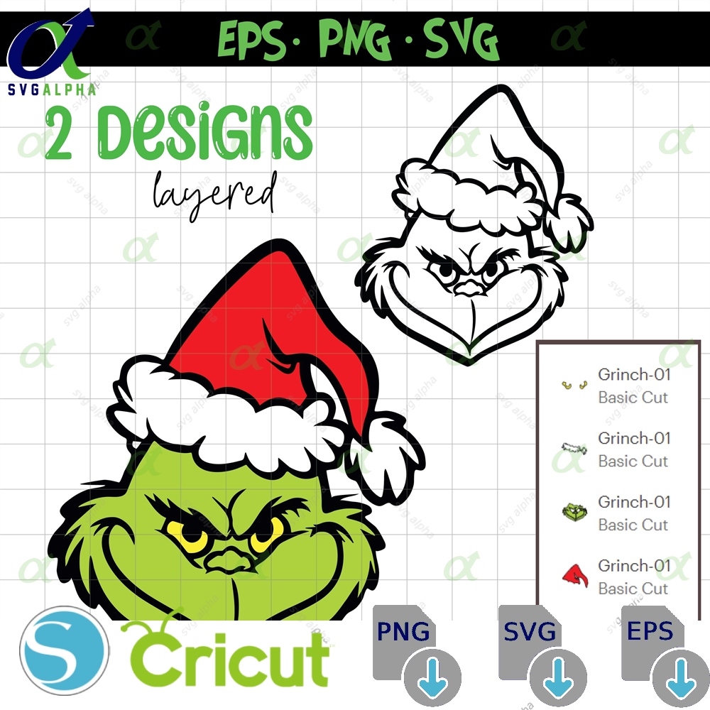 Grinch Face Eps Svg Png Layered File Christmas Cricut Design Grinch Smiling Svg