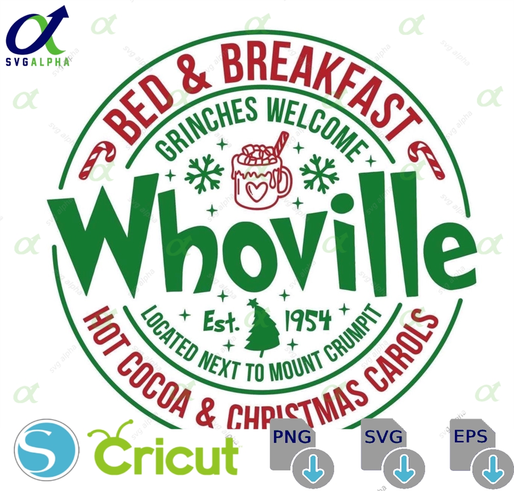 Whoville Bed And Breakfast Pnggrinch Inspired Chirstmas Sign Holiday Clipart Digital Download
